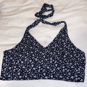American Eagle floral halter cropped top